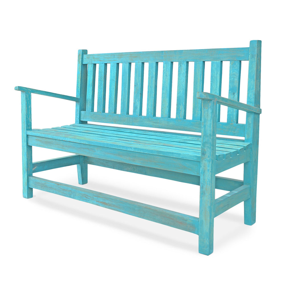 Antique Bench: Turquoise Blue