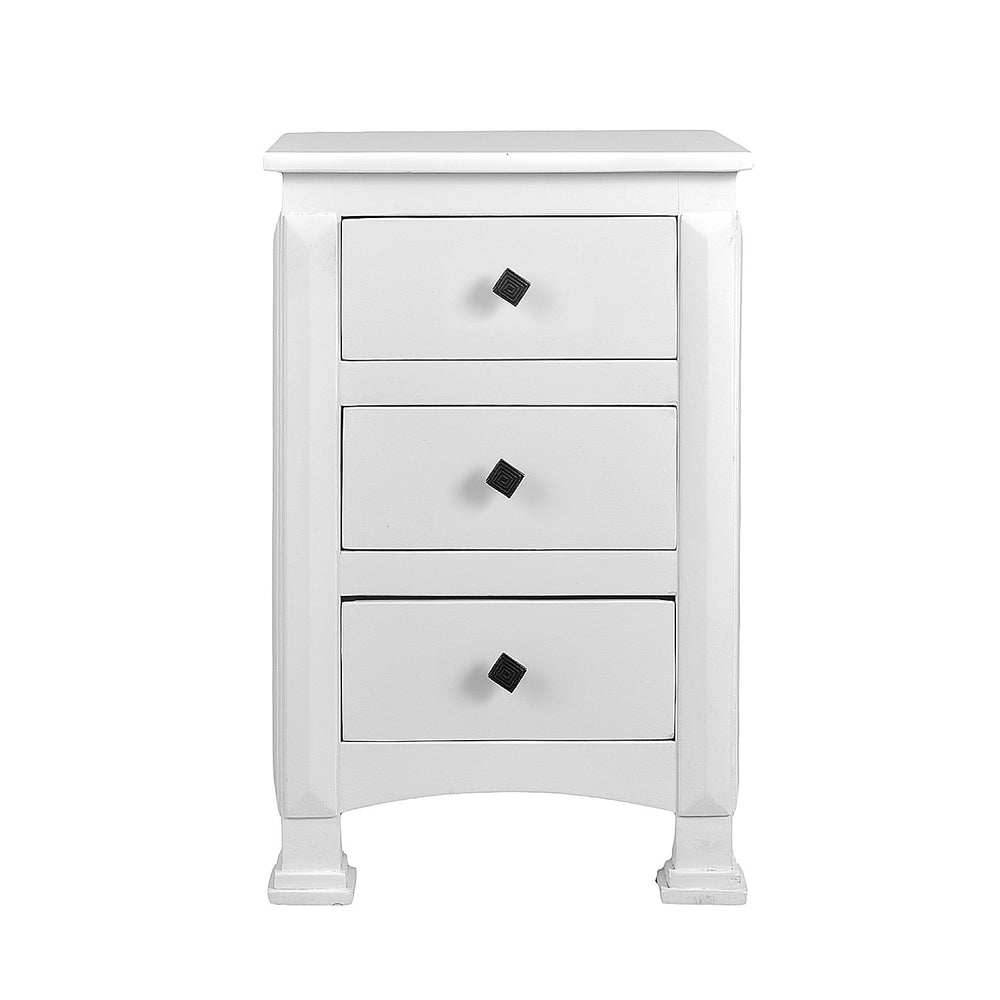 Side Table With 3 Drawers: White