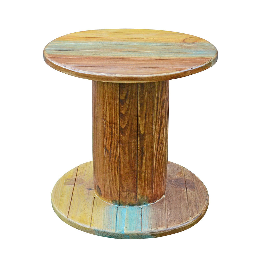 Cable Drum Side Table: Antique Finish