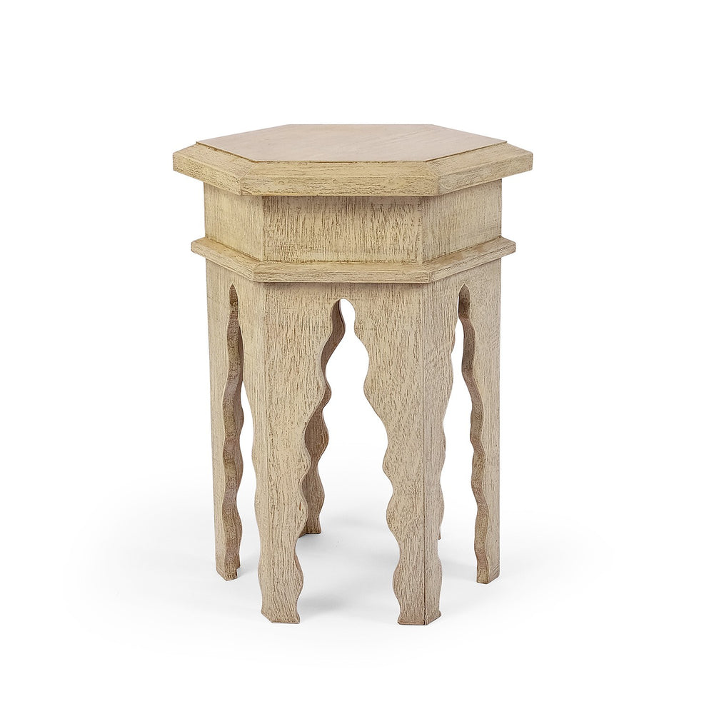 Off White Carved Side Table