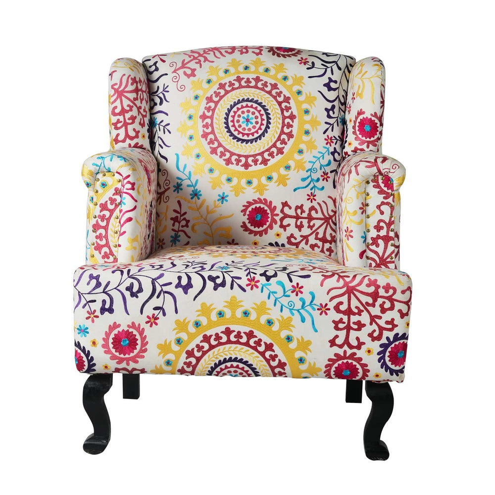 Embroidered Wing Chair