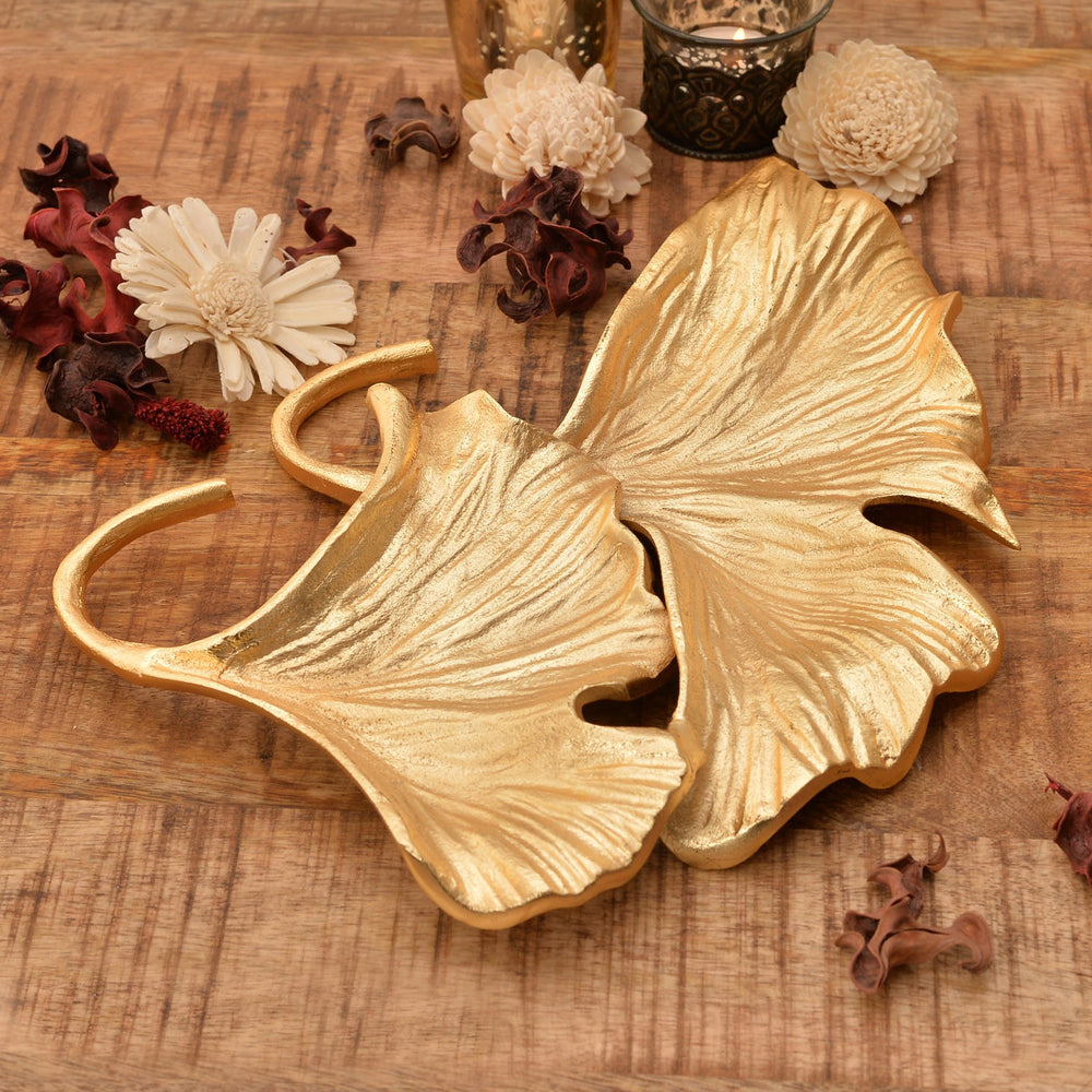 Golden Ginkgo Double Leaf Platter