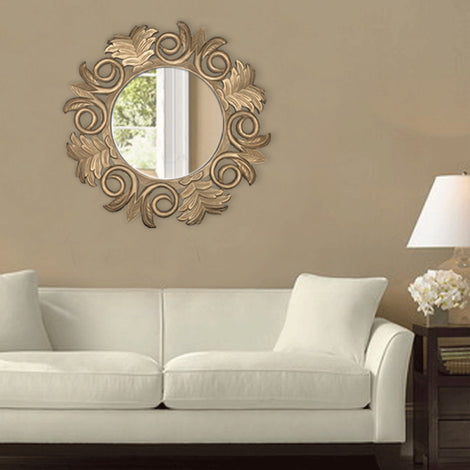Carved Floral Mirror: Gold