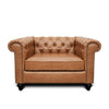 Jacob Chesterfield Single Seater Sofa: Biscuit Brown, Leather