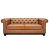 Jacob Chesterfield 3 Seater Sofa: Biscuit Brown, Leather