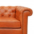 Jacob Chesterfield 3 Seater Sofa: Tangerine, Leather