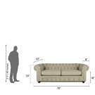 Rathburn Chesterfield 3 Seater Sofa: Spring Beige, Fabric