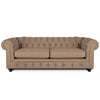 Rathburn Chesterfield 3 Seater Sofa: Beige, Fabric