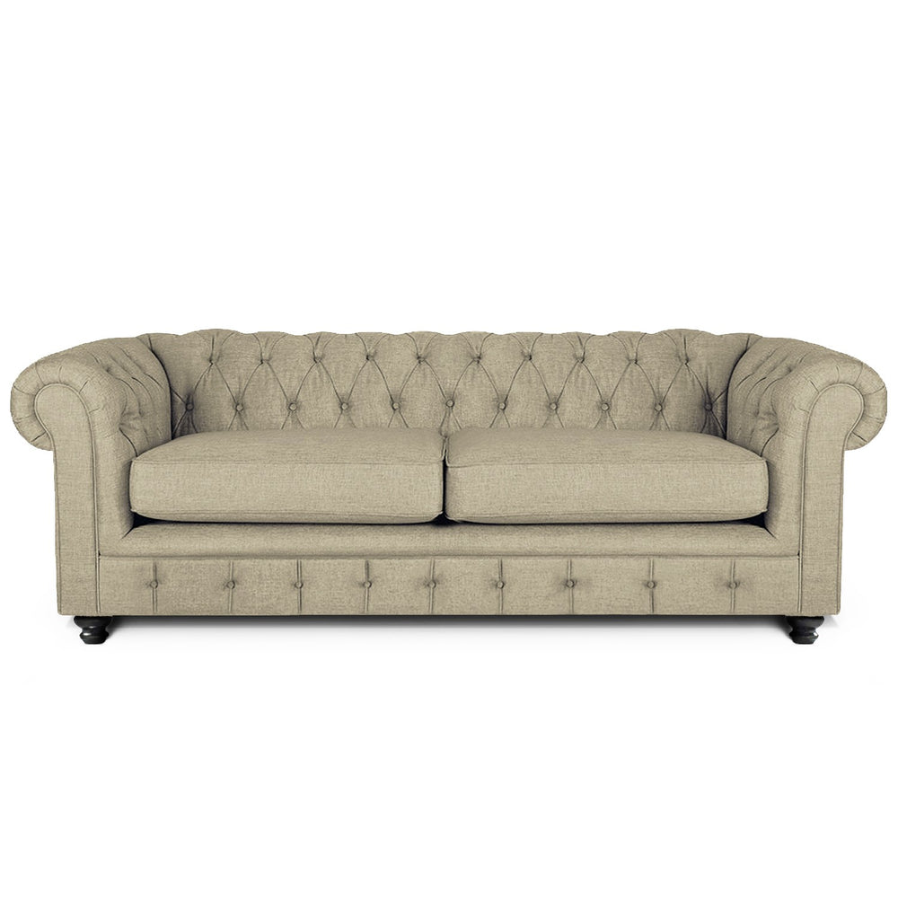 Rathburn Chesterfield 3 Seater Sofa: Spring Beige, Fabric