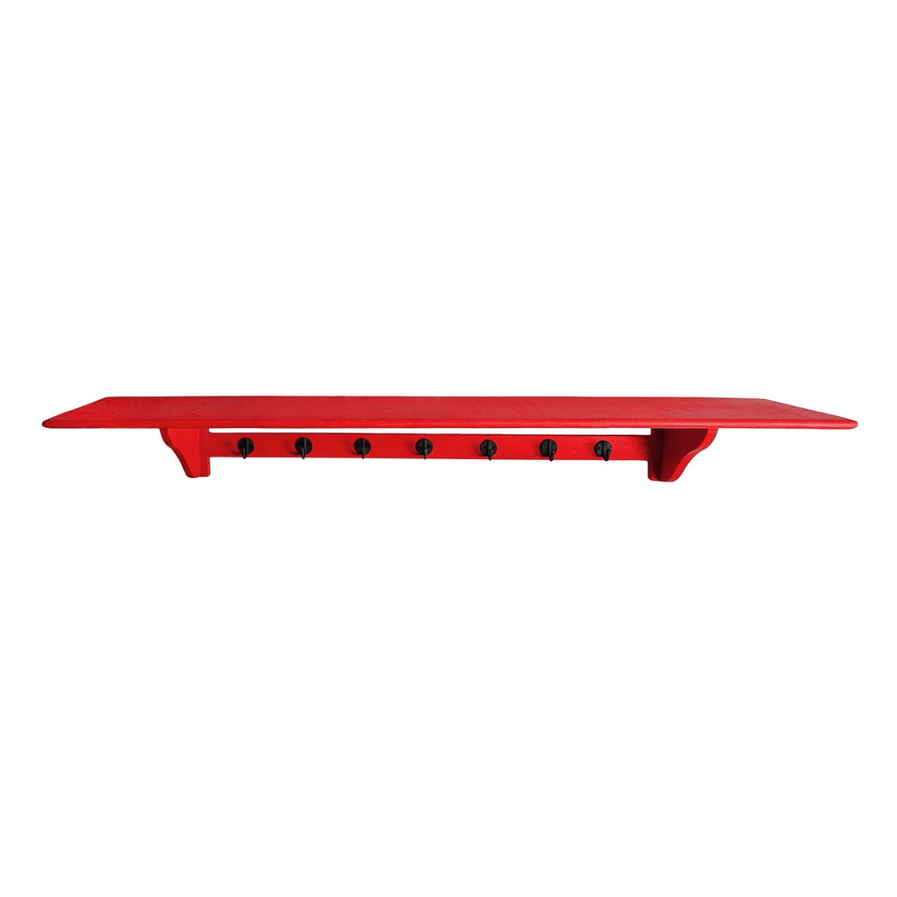 Red Shelf With Hooks