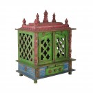 Green Wooden Temple With Doors And 1 Drawer