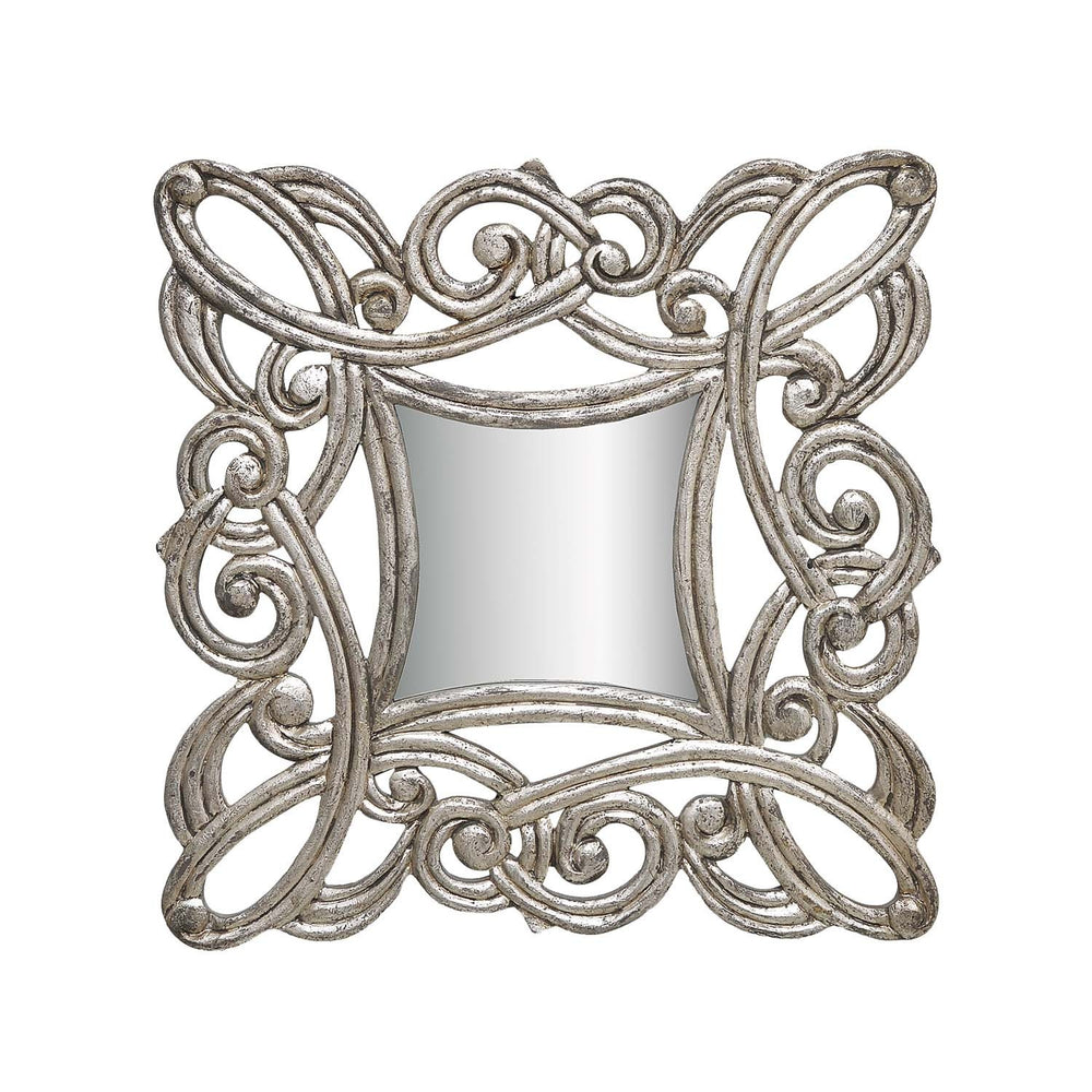 Handcarved Silver Square Wall Art Mirror