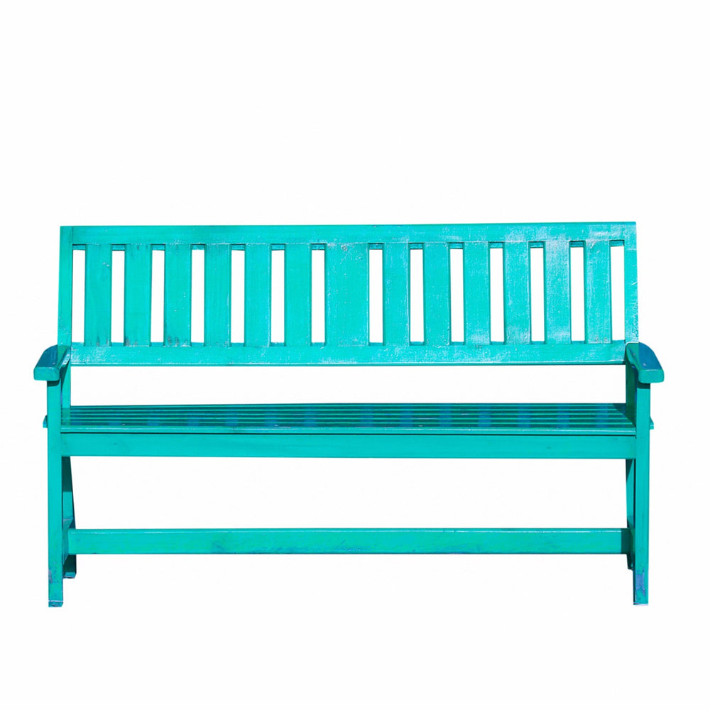 Slatted Back Bench: Turquoise