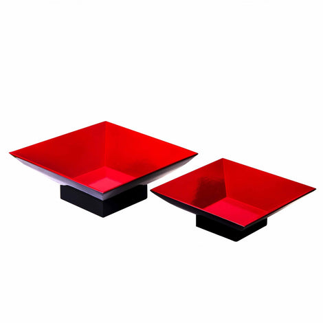 Red Square Bamboo Serving Platter (Set Of 2)