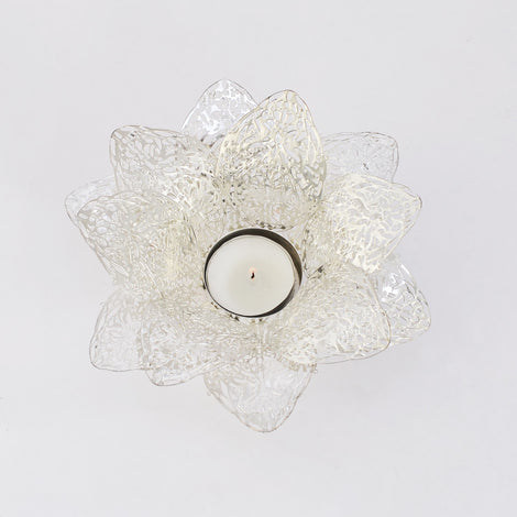 Silver Flower Tea Light Holder