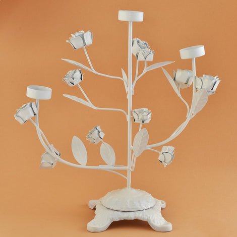 White Rosebush Tea Light Holder