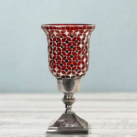 Red Mosaic Small Candle Holders