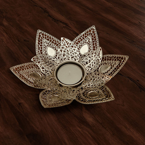 Silver Flower Tea Light Holder, Small
