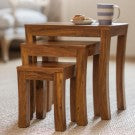 Flared Wooden Nesting Table (Set Of 3)