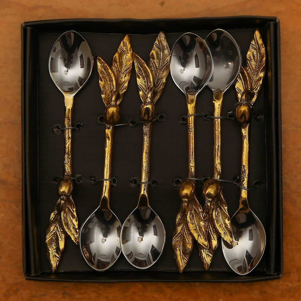 Gold Twig & Leaf Spoons (Set Of 6)