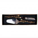 Gold Twigs Cake Picker & Knife: Silver & Gold
