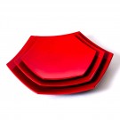 Red Hexagonal Bamboo Serving Platter (Set Of 3)