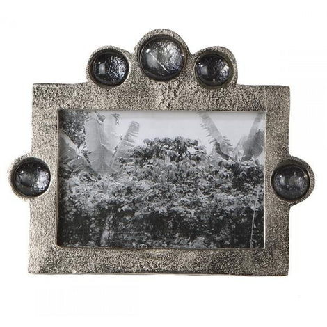 Aluminium Silver Photo Frame With Smoked Glass Beads, 4 X 6