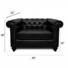 Jacob Chesterfield Single Seater Sofa: Black, Leather
