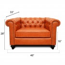 Jacob Chesterfield Single Seater Sofa: Tangerine, Leather