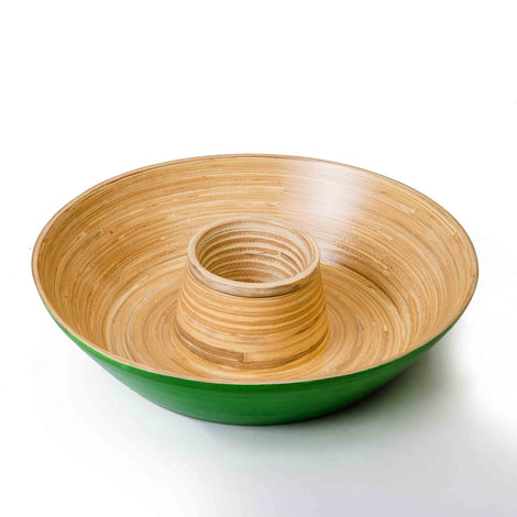 Green Bamboo Chips & Dip Serving Platter