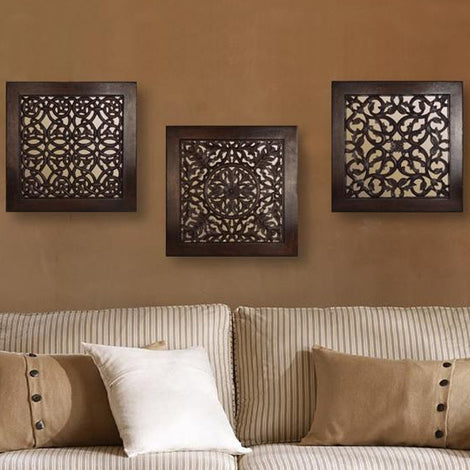 Brown Square Wall Art (Set Of 3)