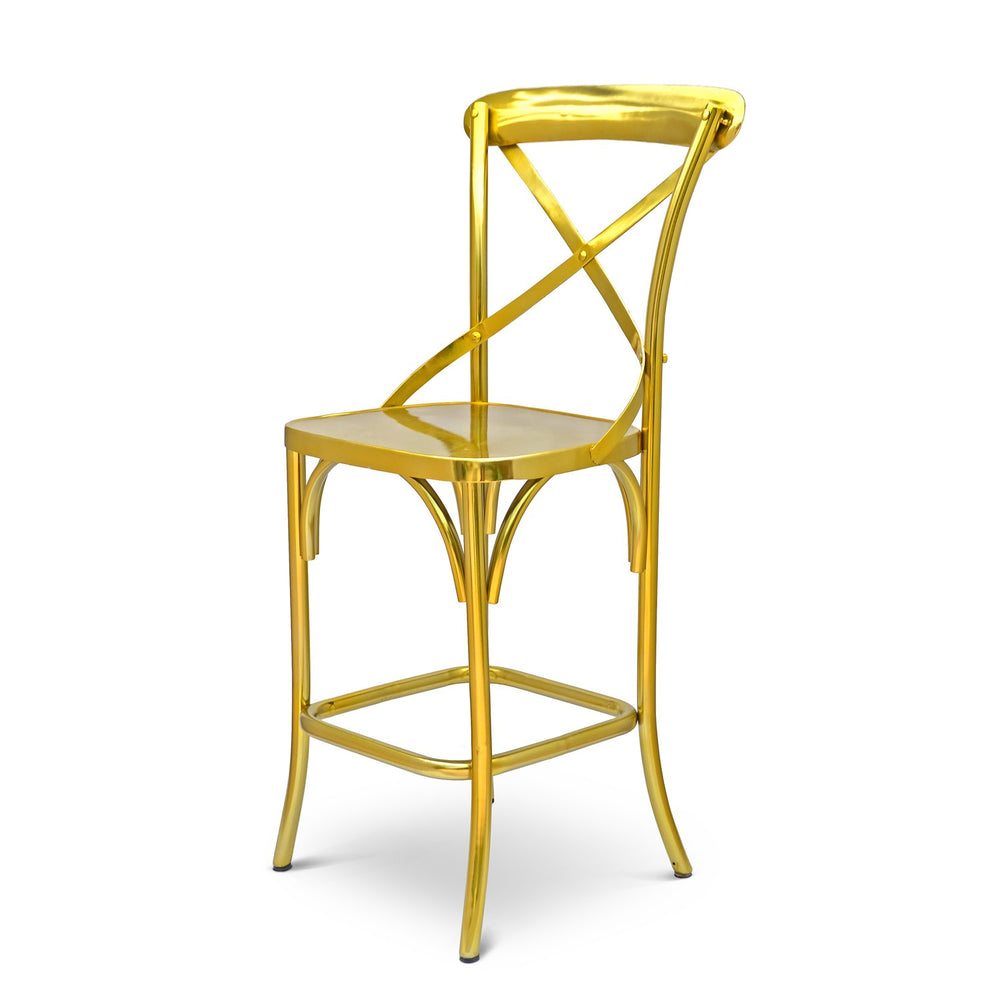 X-Back Bar Chair: Steel Gold